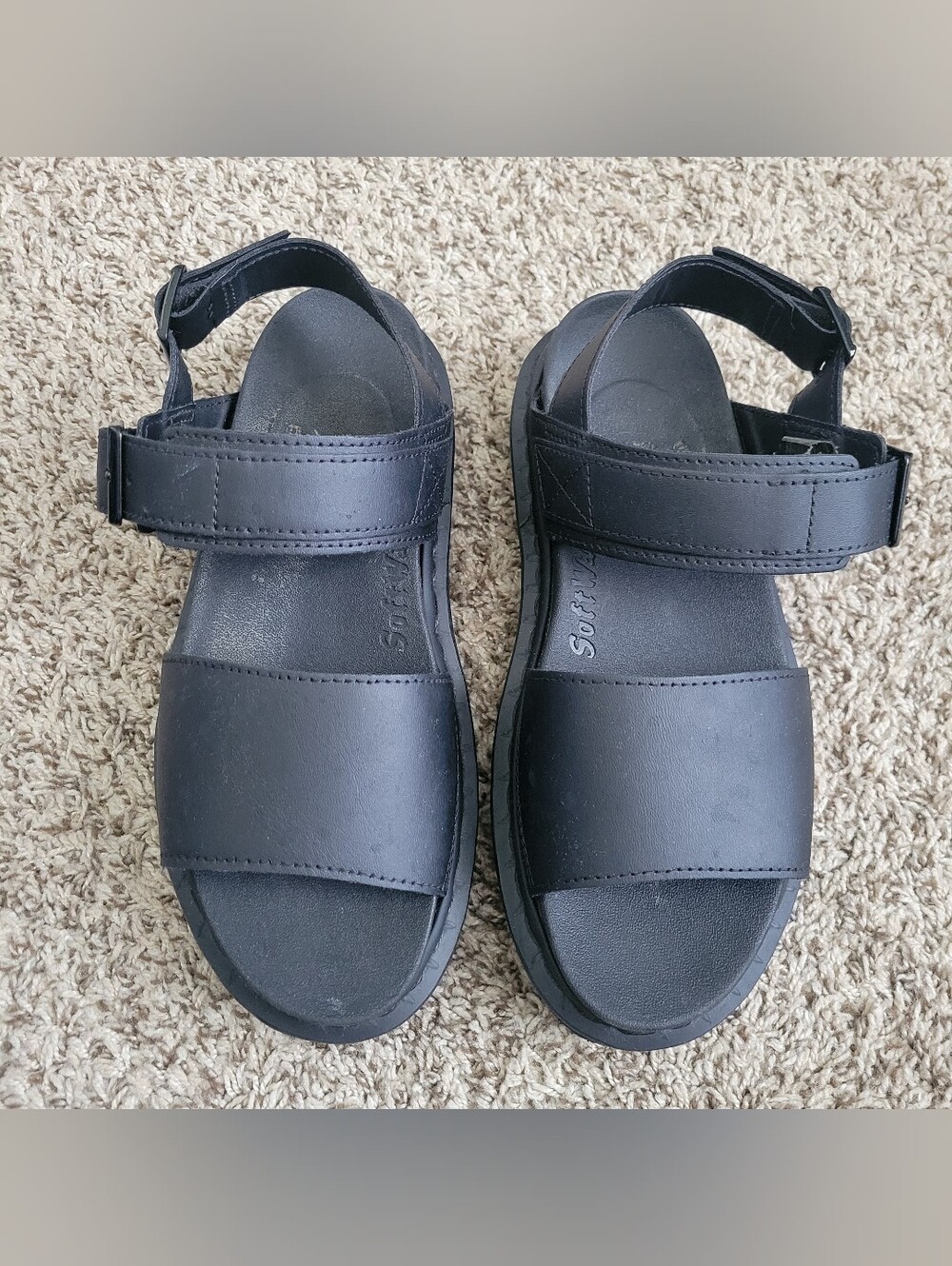 Dr. Martens Voss Mono Sandals Shoes Black Leather Strappy Buckle 90s Women's 8